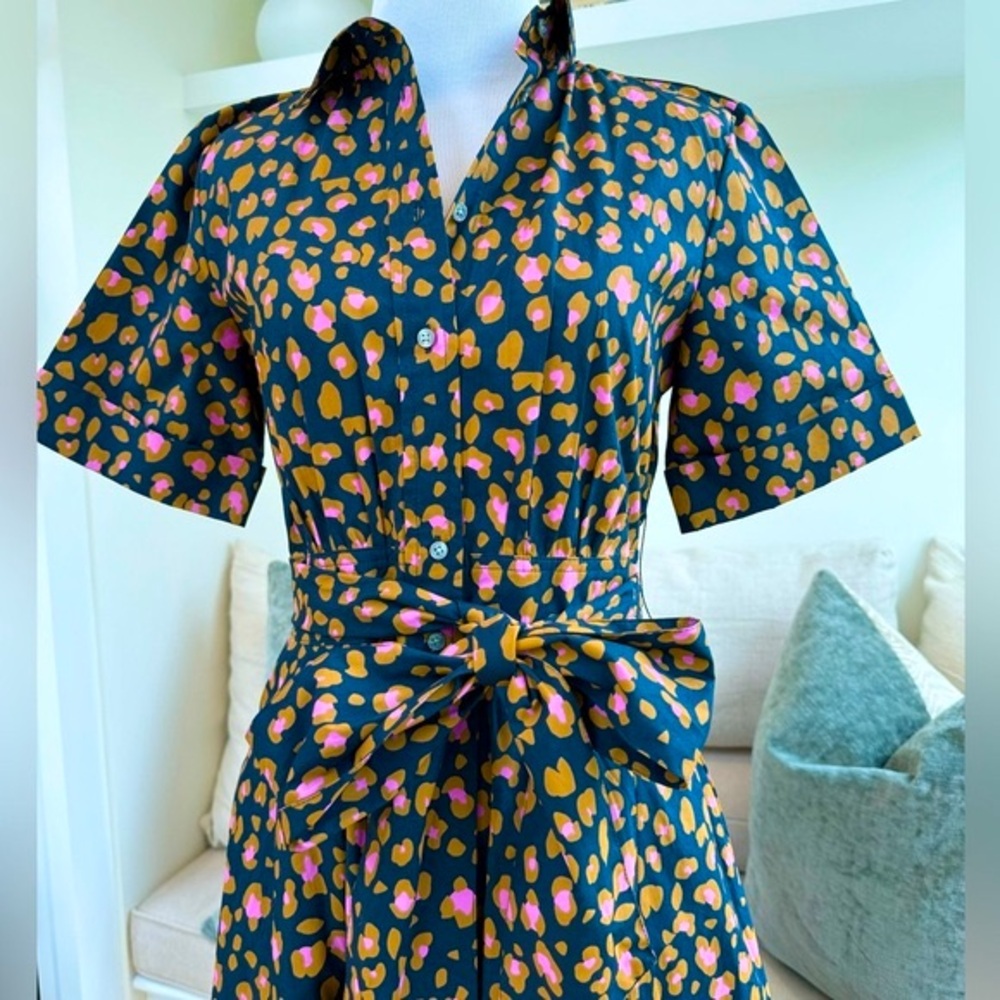 NWT Leopard Print Poplin Midi